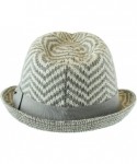 Fedoras Winter Chevron Wool Blend Fedora- Band and Bow Accent Knit Hat - Gray - CX126KKANPL $17.75