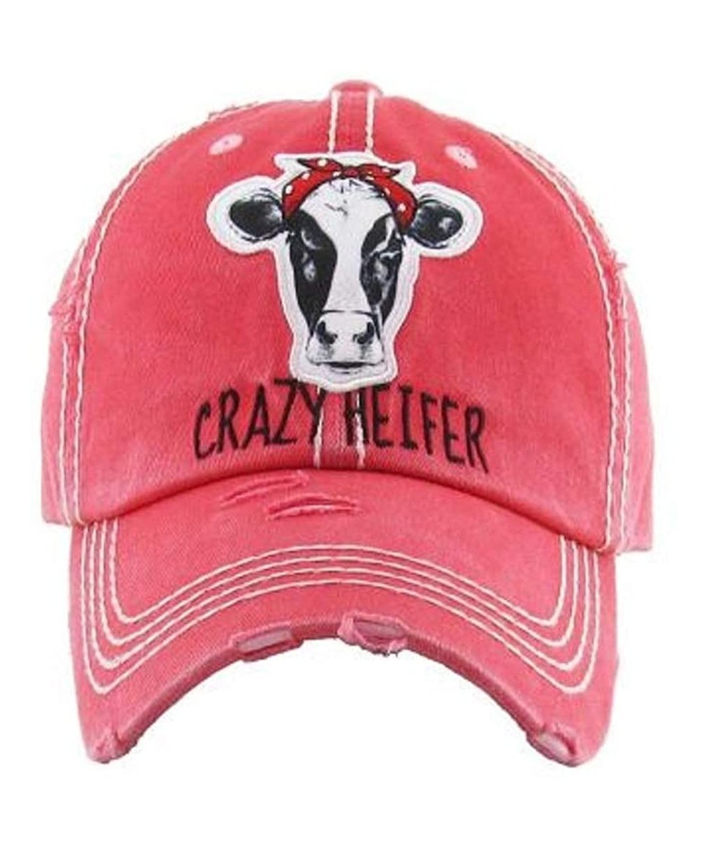 Baseball Caps Adjustable Ladies Womens Baseball Cap Heifer Cow Hat - Pink Crazy Heifer - CM194N0AK0G $21.87