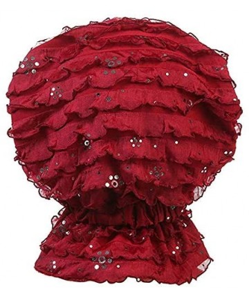 Skullies & Beanies Ruffle Chemo Turban Cancer Headband Scarf Slouchy Beanie Cap Muslim Scarf Headwear for Cancer - C318USN23G...