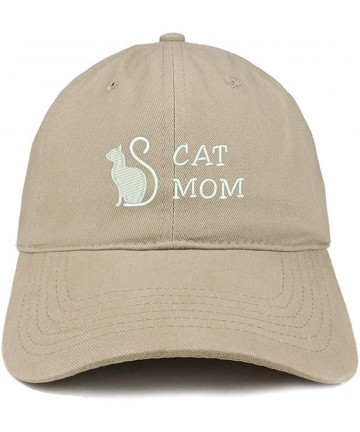 Baseball Caps Cat Mom Text Embroidered Unstructured Cotton Dad Hat - Khaki - CH18S65DKAM $33.52