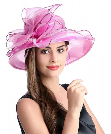 Sun Hats Women's Breathable Bowknot Kentucky Derby Hat Tea Party Church Wedding Hat - Rose - CE18CWMG0E2 $18.83