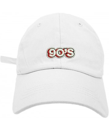 Baseball Caps 90's Logo Style Dad Hat Washed Cotton Polo Baseball Cap - White - CP1889S05E0 $24.02