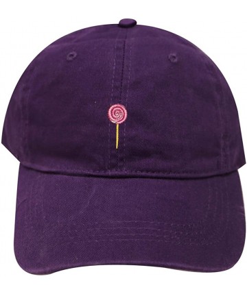 Baseball Caps Lollipop Cotton Baseball Dad Cap - Purple - CY182Z0UZ3C $15.88