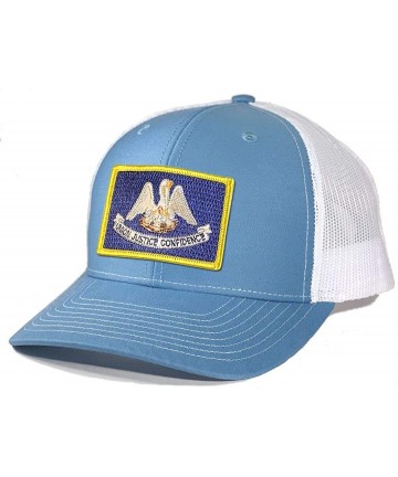 Baseball Caps Men's Louisiana Flag Patch Trucker Hat - Columbia Blue/White - C818ZMHGHKN $38.66