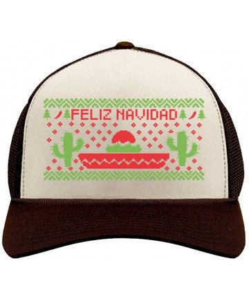 Baseball Caps Feliz Navidad Mexican Ugly Christmas Cap Funny Xmas Party Trucker Hat Mesh Cap - Brown/Tan - C01888EA9TS $18.39
