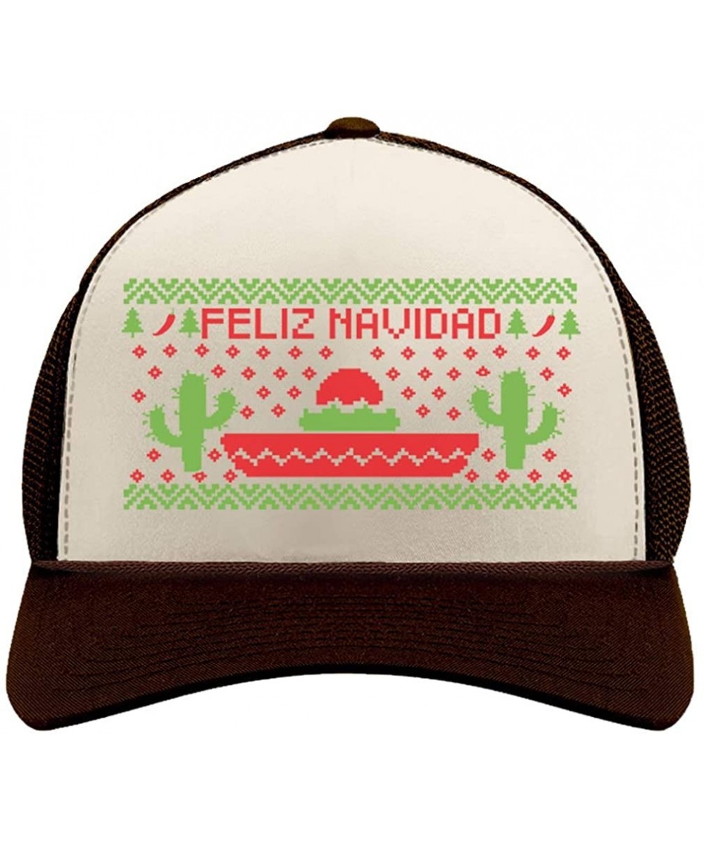 Baseball Caps Feliz Navidad Mexican Ugly Christmas Cap Funny Xmas Party Trucker Hat Mesh Cap - Brown/Tan - C01888EA9TS $18.39
