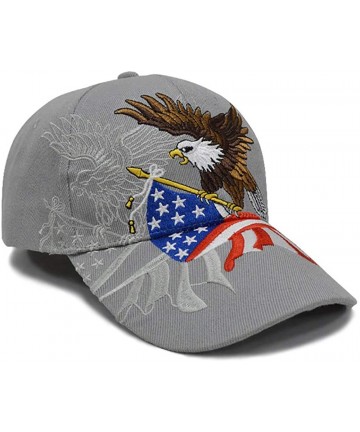 Baseball Caps America Flag Eagle Baseball Cap Hat Embroidery - Grey - CO18XGNQYEO $16.89