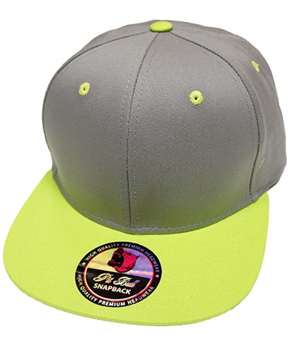 Baseball Caps Premium Plain Two-Tone Flat Bill Snapback Hat - Baseball Cap (Light Grey/Lime) - CO11KV8XR1R $14.26
