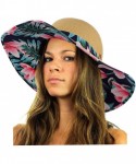 Sun Hats Women's Paper Weaved Crushable Beach UPF 50+ Floppy Brim Sun Hat with Print - Lily Navy - C418QL4SGC6 $25.79