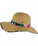 Sun Hats Women's Paper Weaved Crushable Beach UPF 50+ Floppy Brim Sun Hat with Print - Lily Navy - C418QL4SGC6 $25.79