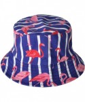 Bucket Hats Unisex Cute Unique Print Travel Bucket Hat Summer Fisherman Cap - Flamingos stripe blue - CM18E22KDEC $17.93