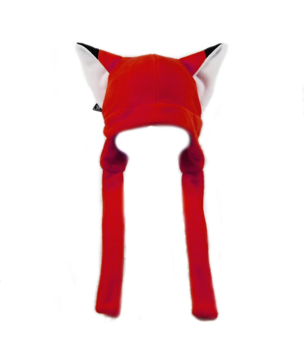 Skullies & Beanies Fleece Fox Ears Beanie Hat with Straps - Red - C211I6EDW9F $37.18