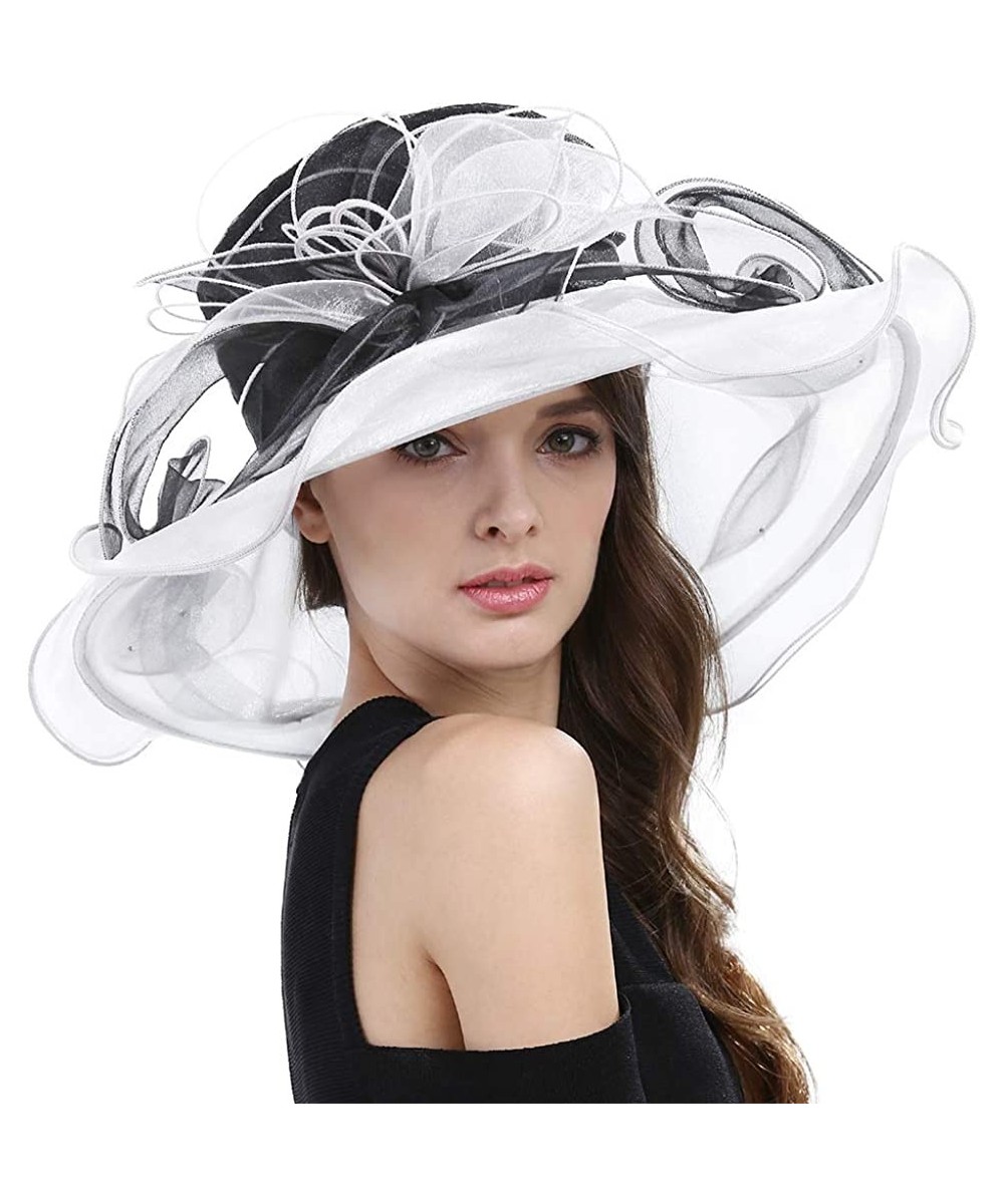 Sun Hats Women's Fascinators Wide Brim Sun Hat for Kentucky Derby- Church- Wedding- Tea Party- Royal Ascot- Easter - CT11SJ69...