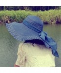 Sun Hats Womens Sun Straw Hat Foldable Large Wide Brim Travel Beach Bow Bucket Cord Visor Cap - Sky Blue - C717YLHG8M9 $22.32
