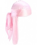 Skullies & Beanies Men Women Durag Extra Long-Tail Headwraps Silky Satin Pirate Cap Bandana Hat for 360 Waves - Pink - CU18LE...