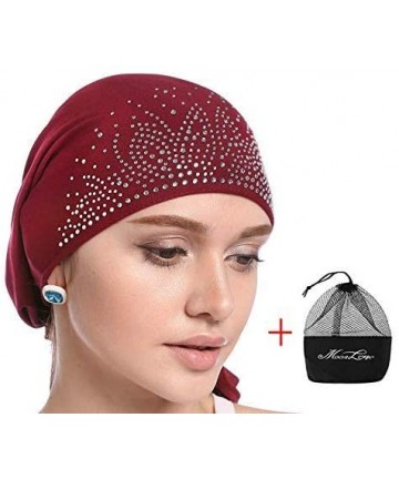 Skullies & Beanies Crystal Stretchy Bandana Headscarf Alopecia - Red - C018G8EUH0T $12.79