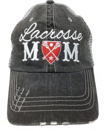 Baseball Caps Lacrosse Mom Womens Trucker Hat - Grey/Red - C0186AACS7I $28.30