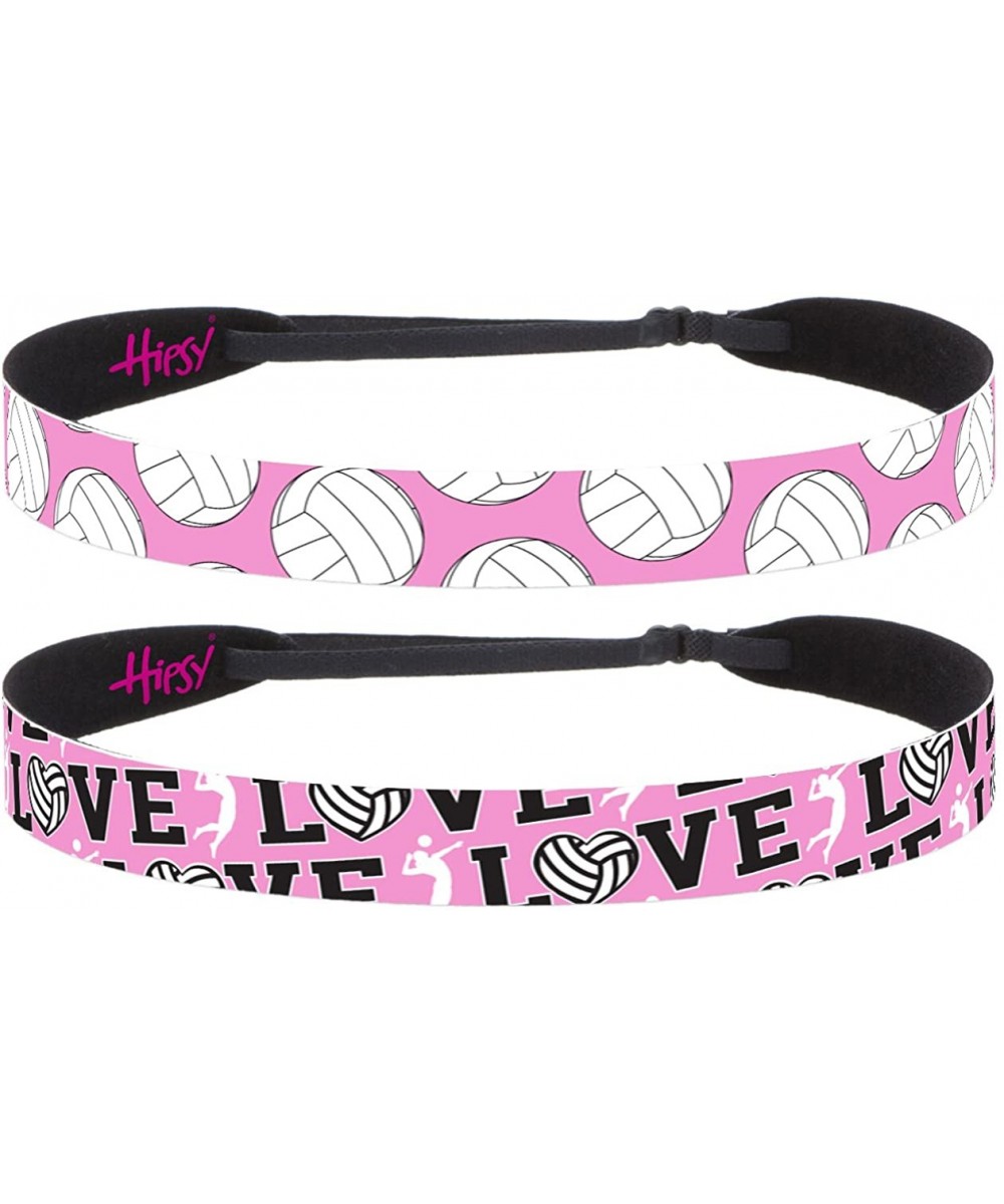 Headbands Cute Adjustable No Slip I Love Volleyball Headbands for Girls & Women - Volleyball Light Pink 2pk - C6188GKN3MS $19.67