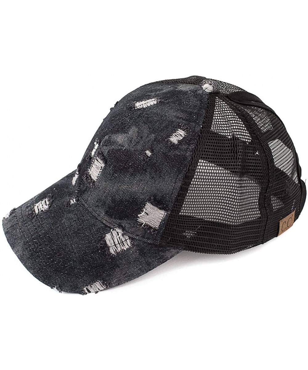 Baseball Caps Exclusives Hatsandscarf Distressed Adjustable - Denim Black - CL18R35SYUA $20.14