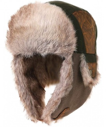 Skullies & Beanies SIGGI Faux Fur Trapper Hat for Men Cotton Warm Ushanka Russian Hunting Hat - 67191_armygreen - C712N7VCFET...