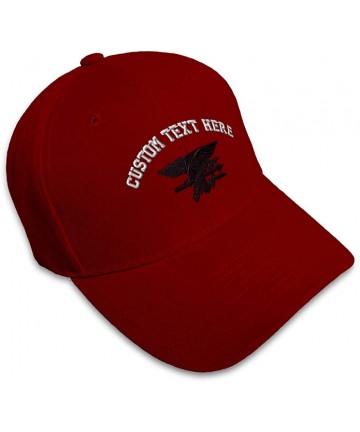 Baseball Caps Custom Baseball Cap Navy Seal Black Logo Embroidery Dad Hats for Men & Women - Burgundy - C418SE2I9IU $29.13