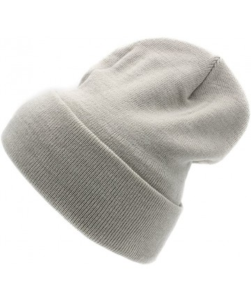 Skullies & Beanies Warm Winter Hat Knit Beanie Skull Cap Cuff Beanie Hat Winter Hats for Men - Light Grey - CP12O36F71C $11.87