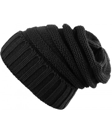 Skullies & Beanies Trendy Winter Warm Hats Slouchy Beanie Baggy Beanie Knit Hats for Women - Black - CP187NXCN62 $12.90