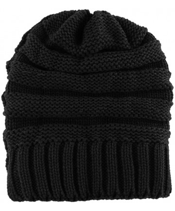 Skullies & Beanies Trendy Winter Warm Hats Slouchy Beanie Baggy Beanie Knit Hats for Women - Black - CP187NXCN62 $12.90