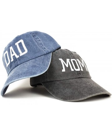Baseball Caps Capital Mom and Dad Pigment Dyed Couple 2 Pc Cap Set - Black Navy - CA18I9OEWZU $43.16