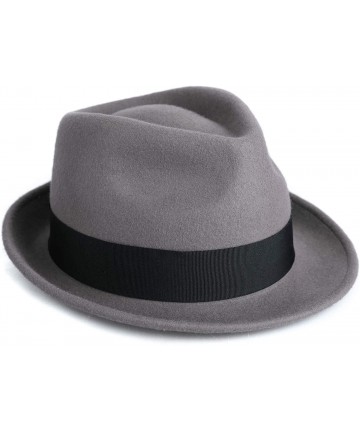 Fedoras Mens Felt Fedora Hat Unisex Classic Manhattan Indiana Jones Hats - Grey - CC18Y3GXKLI $59.46