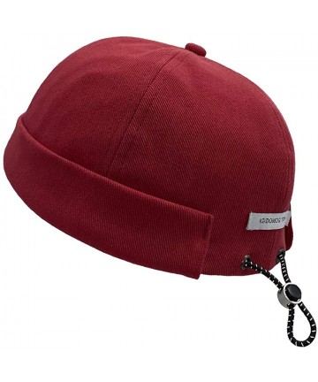 Skullies & Beanies Docker Cap Hats Sailor Cap Men Hats Worker Beanie Hat Retro Brimless Hat - Ct15-red - C5196X4RMA2 $28.06