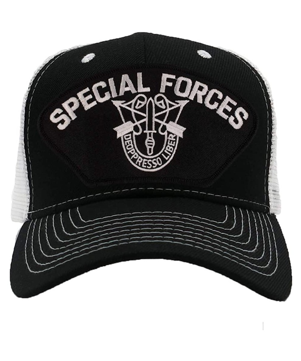 Baseball Caps US Special Forces Hat/Ballcap Adjustable One Size Fits Most - Mesh-back Black & White - CS18IRA5300 $33.69