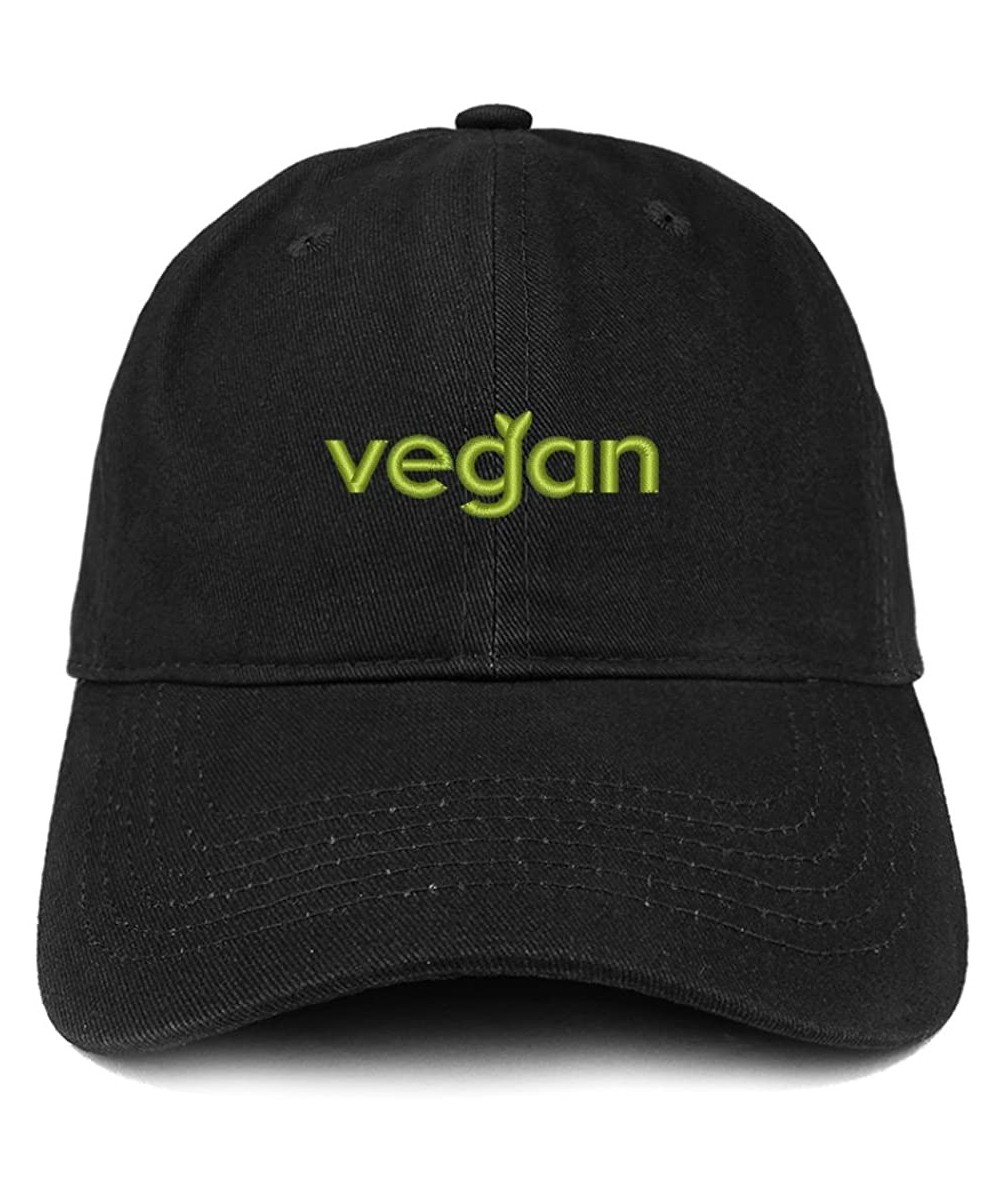 Baseball Caps Vegan Embroidered Low Profile Brushed Cotton Cap - Black - CR188T8NC85 $26.18