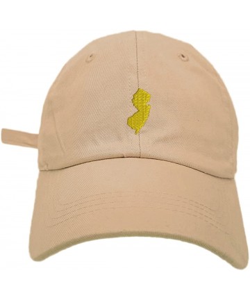 Baseball Caps New Jersey Map Style Dad Hat Washed Cotton Polo Baseball Cap - Khaki - CQ1889Z7Z79 $26.13