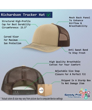 Baseball Caps Custom Richardson Trucker Hat American Flag Thin Blue Line Embroidery Snaps - Khaki/Coffee - C218TWIO4D8 $35.85