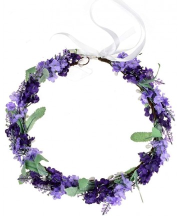 Headbands Lavender Flower Crown Floral Wreath Headband Photo Props - Mix/Purple - CJ18DYK8CHX $21.90