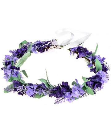 Headbands Lavender Flower Crown Floral Wreath Headband Photo Props - Mix/Purple - CJ18DYK8CHX $13.44