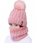 Skullies & Beanies Womens Pom Beanie Hat Scarf Set Girls Cute Winter Ski Hat Slouchy Knit Skull Cap with Fleece Lined - CN18X...