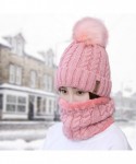 Skullies & Beanies Womens Pom Beanie Hat Scarf Set Girls Cute Winter Ski Hat Slouchy Knit Skull Cap with Fleece Lined - CN18X...