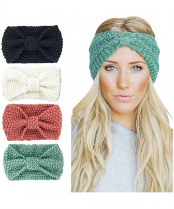 Headbands Womens Winter Knitted Headband - Soft Crochet Bow Twist Hair Band Turban Headwrap Hat Cap Ear Warmer - CF18ASD3KW7 ...