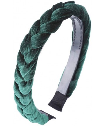 Headbands Wide Braided Velvet Hair Hoop Headband 3Cm Wide Plain Hairbands Hair Accessories Women's Winter Hairbands - Green -...