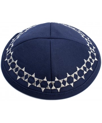 Skullies & Beanies Cotton Navy Blue Embroidered Star Of David Kippah Yarmulke Jewish Yamaka Kippa Cap Judaica - CY185X04CXK $...