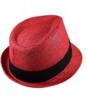Fedoras Summer Fedora Panama Straw Hats with Black Band - Red - CU18222TKKU $15.22