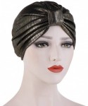 Skullies & Beanies Womens Muslim Floral Elastic Scarf Hat Stretch Turban Head Scarves Headwear Cancer Chemo - brown-1 - CS18U...