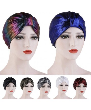 Skullies & Beanies Womens Muslim Floral Elastic Scarf Hat Stretch Turban Head Scarves Headwear Cancer Chemo - brown-1 - CS18U...