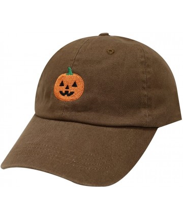 Baseball Caps Halloween Pumpkin Cotton Baseball Dad Caps - Brown - CB12M1OAFQH $17.92