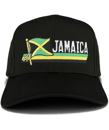 Baseball Caps Jamaica Flag and Text Embroidered Cutout Iron on Patch Adjustable Baseball Cap - Black - CU12N9RMU0J $19.65