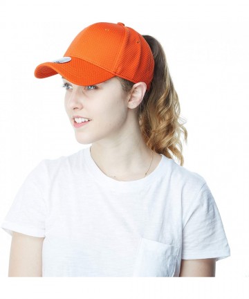 Baseball Caps Women High Bun Ponytail Hat Light Weight Stretch Fit Mesh Quick Dry Structured Cap - Orange - CI18I6R22H9 $13.91