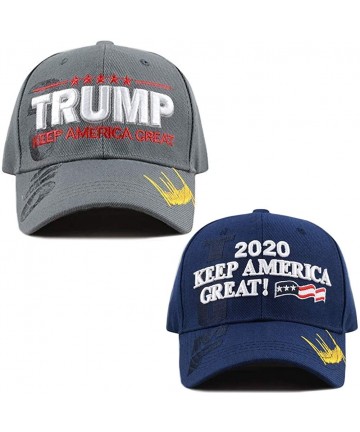 Skullies & Beanies Donald Trump 2020 Keep America Great Cap Adjustable Baseball Hat with USA Flag [2/3 Pack] - 2 Pack -1.grey...