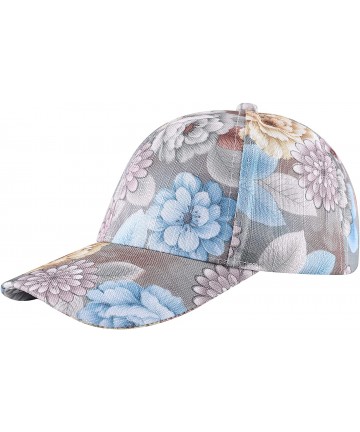 Baseball Caps Womens Fashion Floral Print Baseball Cap Adjustable Strapback Sun Hat - Light Blue - CZ18STOC869 $21.50